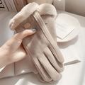 1pair/2 Pairs Hot Plush Suede Gloves, Windproof Touch Screen Lady's Winter Outdoor Gloves