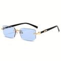 Rimless Rectangle Fashion Metal Shades Eyeglasses Small Women Travel Eyewear Fashion Glasses