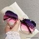 Rhinestone Decor Rimless Fashion For Women Casual Gradient Glasses For Summer Beach Party Fashion Glasses