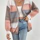 Cut Out Color Block Knit Cardigan, Casual Long Sleeve Sweater, Women's Clothing