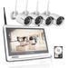 [8CH Expandable] 2K 3MP Home Security Cameras System with 12 Inch Monitor & NVR Combo Surveillance Kits 8 Channel Cameras CCTV System with 4Pcs Wireless Video 3.0MP IP Cameras Free APP(No HDD)