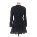 lost & wander Casual Dress - A-Line Mock Long sleeves: Black Solid Dresses - Women's Size Medium