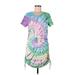 Victoria's Secret Pink Casual Dress - Shift Scoop Neck Short sleeves: Purple Print Dresses - Women's Size Large