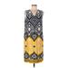 MSK Casual Dress - Shift: Yellow Aztec or Tribal Print Dresses - Women's Size Large