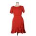 Calvin Klein Casual Dress - Wrap Crew Neck Short sleeves: Red Solid Dresses - Women's Size 16