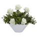 Nearly Natural 16in. Roses and Eucalyptus Artificial Arrangement in White Vase