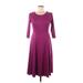 Pink Blush Casual Dress - Midi: Burgundy Solid Dresses - Women's Size Medium