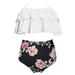 Qufokar Girls Swimsuits Size 16 Size 12 Girl Swim Ruffles Floral Set Two Baby Print Swimsuit Swimwear Little Pieces Bikini Kids Suit Toddler 2-12Y Beach Bathing Girls Wear Girls Swimwear