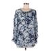 Simply Vera Vera Wang Long Sleeve Blouse: Blue Tops - Women's Size Medium