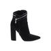 Just Fab Ankle Boots: Strappy Chunky Heel Casual Black Shoes - Women's Size 5 1/2 - Pointed Toe