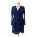 Torrid Casual Dress - Wrap V Neck 3/4 sleeves: Blue Dresses - New - Women's Size 14 Plus