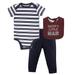 Hudson Baby Infant Boy Cotton Bodysuit Pant and Bib Set Boy Daddy Newborn