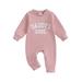 Newborn Baby Girl Romper Infant Letter Print Jumpsuit Fall Winter Onesie Outfit