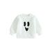 Douhoow Toddler Baby Halloween Ghost Outfits Infant Girl Boy Fleece Romper Long Sleeve Fall Pullover