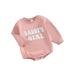Suealasg Baby Girls Fall Romper Infant Long Sleeve Crewneck Letter Print Bodysuits Jumpsuits 3M 6M 12M 18M Casual Spring One Piece Clothes for Infant Girls