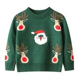 QIANGONG Boys Sweaters Christmas Elk Boys Sweaters Crew Neck Long Sleeve Boys Sweaters Green 18-24 Months