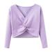 Youmylove Fall Winter Toddler Girls Long Sleeve Warm Solid Color Blouse Ballet Wrap Tops Velvet Dance Sweater Child Playwear