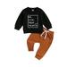 Xkwyshop Adorable Toddler Boys Halloween Outfits: Pumpkin Letter Print Sweatshirts Pants