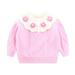 QIANGONG Girls Sweaters Flower Embroidery Girls Sweaters Crew Neck Long Sleeve Girls Sweaters Pink 3-4 Years