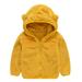 Elainilye Fashion Kids Fleece Jackets Toddler Baby Boys Girls Plush Cute Bear Ears Winter Hoodie Thick Coat Jacket Yellow
