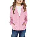 Elainilye Fashion Toddler Fleece Jacket Kids Boys Girls Hoodie Outerwear Long Sleeve Sweatshirt Pullover Top Casual Teen Girl Clothes Pink