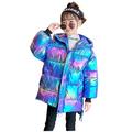 HBYJLZYG Hoodies Coat Padded Jacket Mid Length Tops Kids Girls Winter Warm Thick Colorful Wing Cotton Coat Hooded Down Coat Down Jacket Overcoat