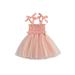 FOCUSNORM Princess Kids Baby Girls Dress Strapless Solid Lace Knee Length Tutu Sundress 2 Colors