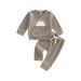 TheFound Infant Baby Boys Fall Clothes Long Sleeve Sun Print T-shirt Tops with Elastic Waist Pants Set