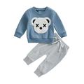 TheFound 2Pcs Toddler Baby Boys Girls Clothes Cartoon Bear Long Sleeve Sweatshirt Tops Long Pants Outfits Tracksuit