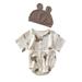 FOCUSNORM 3Pcs Newborn Baby Girl Boy Clothes Cute Little Bear Short Sleeve Tops Short Pants Hat Set