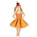 VERUGU Princess Dresses for Girls Toddler Kids Girls Halloween Fashion Cute Solid Color Mesh Hollow Out Princess Dress Headdress Suit