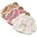AJZIOJIRO Baby Girls Solid Color Plush Cotton Coats for Infant Toddler Fall Winter Fleece Fuzzy Jacket 9 Months-5 Years Cute Warm Outerwear