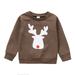 Quealent Boys Childrenscostume Male Big Kid Sweaters for Baby Boy Toddler Boys Girls Christmas Cartoon Deer Prints Long Sleeve Pullover Kids (Brown 6-12 Months)