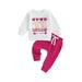Toddler Baby Girl Clothes Outfits Long Sleeve Sweatshirt Pants Sets Fall Winter Mamas Bestie Print Tracksuit