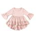 Elainilye Fashion Kids Baby Girls Shirts Cute Solid Color Ruffles Trumpet Long Sleeves Top Bottoming Shirt For Toddler Infant Pink