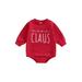 Hirigin Letter Print Long Sleeve Jumpsuit for Infant Christmas Outfit