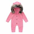 Elainilye Fashion Baby Rompers Spring Long Sleeve Hooded Romper Bodysuit Jumpsuit For Newborn Infant 0-18 Months Pink