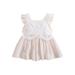 Canrulo Newborn Baby Girls Summer Clothes Sleeveless Lace Short Dress Casual Princess A Line Sundress White 6-12 Months