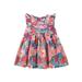 Canrulo Infant Baby Girls Summer Boho Dresses Casual Fly Sleeve Round Neck Floral Print Party Princess Dress Rose Red 18-24 Months