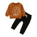 Rovga Outfit For Children Toddler Kids Boys Outfit Pumpkins Letters Prints Long Sleeves Tops Sweatershirt Pants 2Pcs Set Outfits