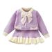 Ydojg Winter Outfit Set For Boys Girls Toddler Kids Long Sleeve Knit Pullover Bowknot Tops Skirts Outfits For 3-4 Years