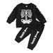 Rovga Outfit For Children Toddler Boys Girls Long Sleeves Skeleton Prints Tops Pants Two Piece Outfits Set For Kids Clothes