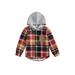 Canrulo Toddler Baby Boy Hoodie Plaids Long Sleeve Hooded Sweatshirt Casual Tops Fall Winter Clothes Red 3-4 Years