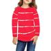 Little Girls Casual Long Sleeve T Shirts Crewneck Tunic Tops Kids Button Striped Tee Blouses Autumn Clothes Red 10 Years-11 Years