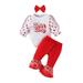 Karuedoo Adorable 3 Piece Christmas Lantern Sleeve Romper and Pants Headband Set for Newborns