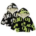 Esaierr Toddler Baby Boys Autumn Winter Sweatshirt Jacket Plush Warm Outwear Newborn Thick Sweatsuit Coats Hooded Letter printing Fuzzy Zipper 9M-5Y Kid Autumn Winter Sports Outerwears