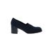 Franco Sarto Heels: Slip-on Chunky Heel Work Blue Solid Shoes - Women's Size 9 - Round Toe