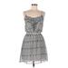 Charlotte Russe Cocktail Dress - Mini: Gray Chevron/Herringbone Dresses - Women's Size Medium