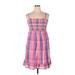 Maurices Casual Dress - Mini Square Sleeveless: Pink Plaid Dresses - Women's Size 16