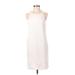 Casual Dress - Shift Crew Neck Sleeveless: White Solid Dresses - Women's Size Small